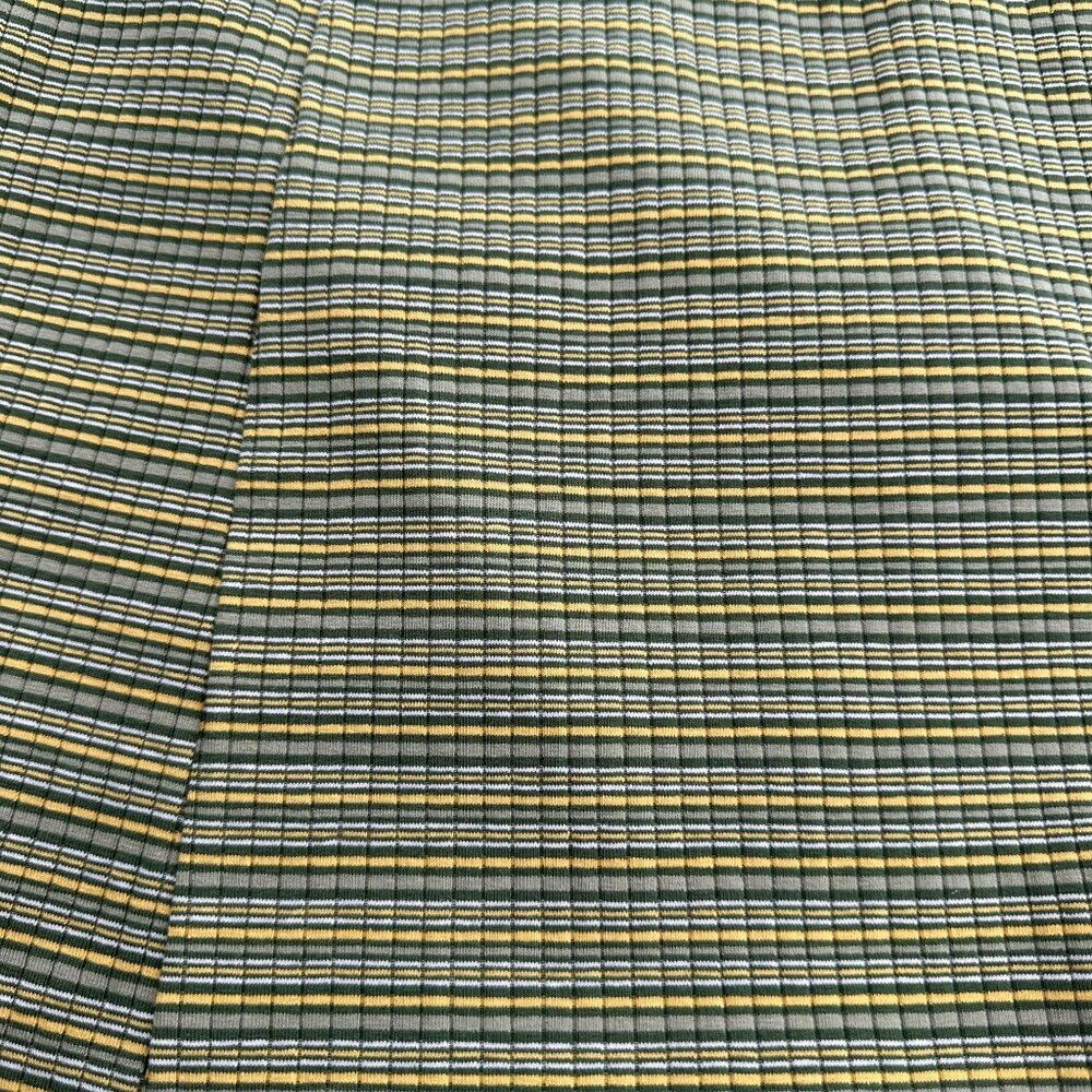 Arizona Jean Co Dress XL Green Yellow Striped Sleeveless Ruched Straps Retro - Picture 9 of 9